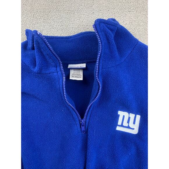 Y2K Reebok Men's XXL Blue NFL New York Giants Quarter Zip Fleece Pullover Jacket - Picture 10 of 10